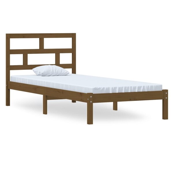 vidaXL Cadre de lit sans matelas marron miel bois massif 100x200 cm