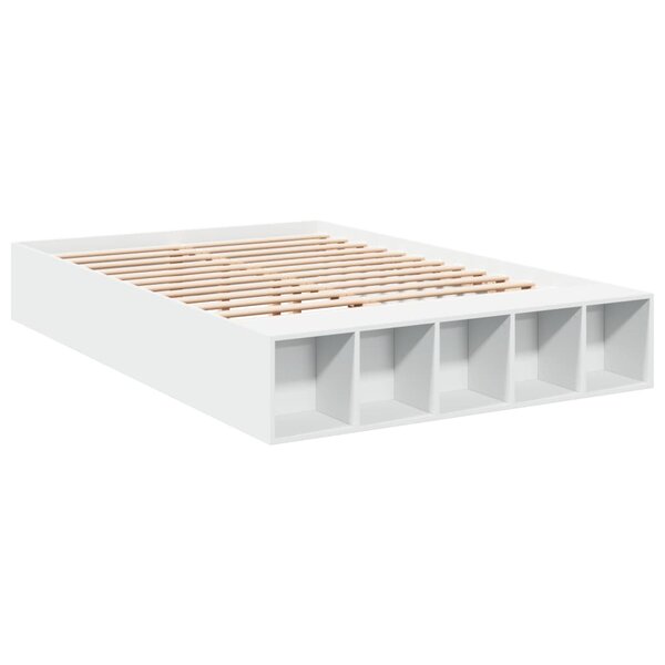 vidaXL Cadre de lit blanc 135x190 cm bois d'ingénierie
