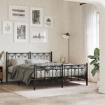 vidaXL Cadre de lit métal sans matelas avec pied de lit noir 160x200cm