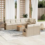 vidaXL Salon de jardin avec coussins 9 Pièces beige résine tressée