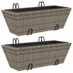 vidaXL Jardinières avec crochets 2 Pièces gris résine tressée