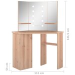 vidaXL Coiffeuse d'angle avec LED Chêne 111x54x141 5 cm