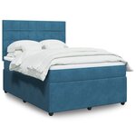 vidaXL Sommier à lattes de lit et matelas Bleu foncé 140x200cm Velours