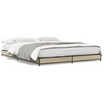 vidaXL Cadre de lit chêne sonoma 135x190 cm bois d'ingénierie et métal