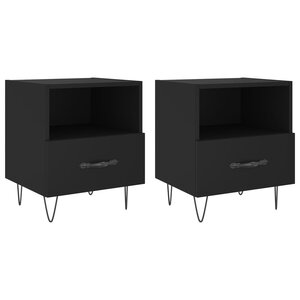 vidaXL Tables de chevet 2 Pièces noir 40x35x47 5 cm bois d’ingénierie