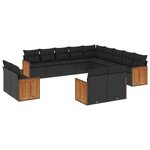 vidaXL Salon de jardin avec coussins 13 Pièces noir résine tressée