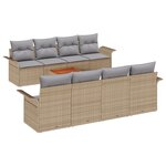 Ensemble de Canapé de Jardin 9 Pièces avec Coussins Beige Rattan Poly Acacia