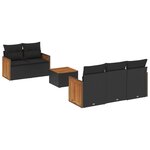 vidaXL Salon de jardin 6 Pièces avec coussins noir résine tressée