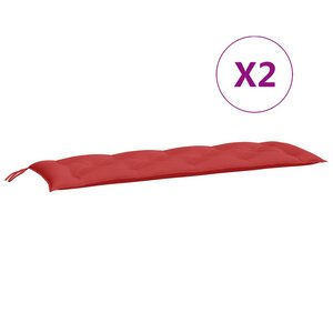 vidaXL Coussins de banc jardin lot de 2 rouge 150x50x7 cm tissu Oxford