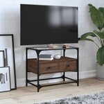 vidaXL Meuble TV avec dessus en verre chêne marron bois d'ingénierie