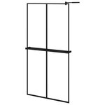 vidaXL Paroi de douche avec étagère Noir 100x195cm Verre ESG&Aluminium