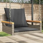 vidaXL Balancelle avec coussins gris 63x62x40 cm résine tressée