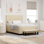 vidaXL Lit à Ressorts avec Matelas & Banc Crème 140x200 cm Tissu