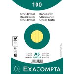 Paquet 100 Fiches Sous Film - Bristol Ligné Non Perforé 148x210mm - Jaune - X 10 - Exacompta