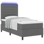vidaXL Lit avec Sommier à Ressorts et Matelas & LED Gris Foncé 80x200 cm Tissu