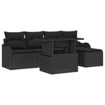 Canapé de jardin 6 pièces vidaXL avec coussins noir poly rotin