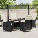 vidaXL Ensemble de salle à manger de jardin de 5 pieces avec coussins en rattan noir