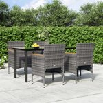 vidaXL Ensemble à manger de jardin et coussins 5Pièces Gris/noir