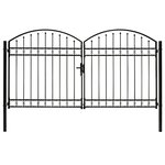 vidaXL Portillon double porte avec dessus arqué Acier 300x175 cm Noir
