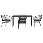 vidaXL Ensemble de salle à manger de jardin de 5 pièces avec coussins en poly rattan noir