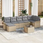 vidaXL Ensemble de Canapé de Jardin avec Coussins Noirs en Poly Rattan