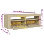 vidaXL Meuble TV avec lumières LED chêne sonoma 120x35x40 cm