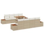 Ensemble de Canapés de Jardin vidaXL 9 Pièces avec Coussins Beige Rotin Poly