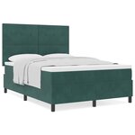lit à ressorts vidaXL avec matelas vert foncé 140x200 cm en velours