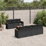 vidaXL Salon de jardin 8 Pièces avec coussins noir résine tressée