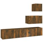 vidaXL Ensemble de meubles TV 4 Pièces Chêne fumé Bois d'ingénierie