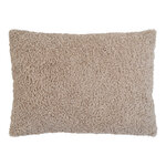 Coussin rectangulaire en polyester bouclé gris-brun 45 x 60 cm