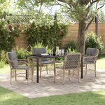vidaXL Set de salle à manger de jardin 5 pièces avec coussins beige poly rotin
