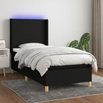 vidaXL Sommier à lattes de lit matelas et LED Noir 80x200cm Tissu
