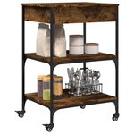 vidaXL Chariot de cuisine chêne fumé 60x48x89 5 cm bois d'ingénierie