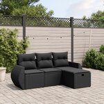 vidaXL Salon de jardin 4 Pièces avec coussins noir résine tressée