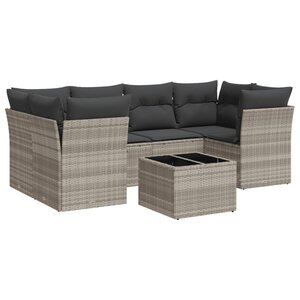 vidaXL Salon de jardin avec coussins 7 Pièces gris clair résine tressée