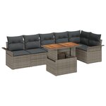 Ensemble de Canapés de Jardin vidaXL de 7 pièces avec Coussins Gris en Rattan Poly