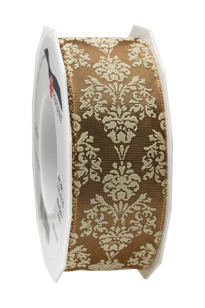 Ruban ornamenté laitonné brixen 20-m-rouleau 40 mm marron/créme