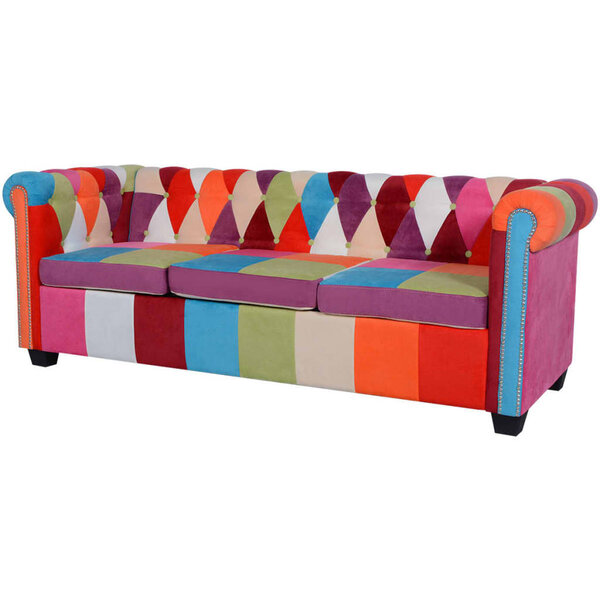 vidaXL Canapé Chesterfield 3 places tissu