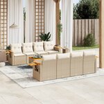 vidaXL Salon de jardin avec coussins 9 Pièces beige résine tressée