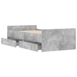 vidaXL Cadre de lit avec tiroirs sans matelas gris béton 100x200 cm