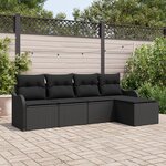 vidaXL Ensemble de Canapés de Jardin 5 Pièces avec Coussins en Rattan Noir