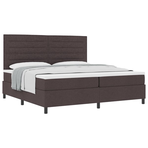 vidaXL Lit à ressorts avec matelas Marron foncé 200x200 cm Tissu