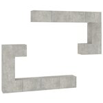 vidaXL Meuble TV mural Gris béton Bois d'ingénierie