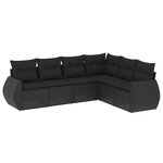 vidaXL Salon de jardin 6 Pièces avec coussins noir résine tressée