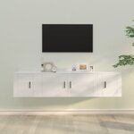 vidaXL Ensemble de meubles TV 3 Pièces Blanc brillant Bois d'ingénierie