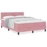 lit à ressort vidaXL avec matelas rose 140x190 cm en velours