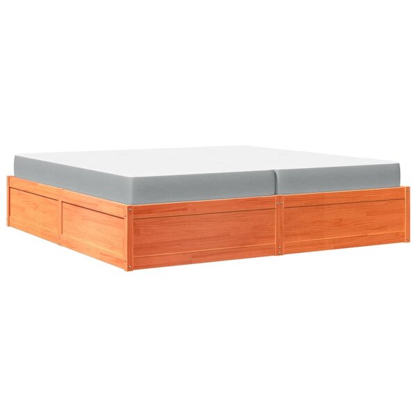 vidaXL Lit avec matelas cire marron 200x200 cm bois massif de pin
