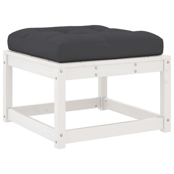 vidaXL Repose-pied de jardin avec coussins blanc bois de pin massif