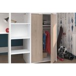 Lit combiné mezzanine enfant - blanc et chêne - Sommier inclus - 90 x 200 cm